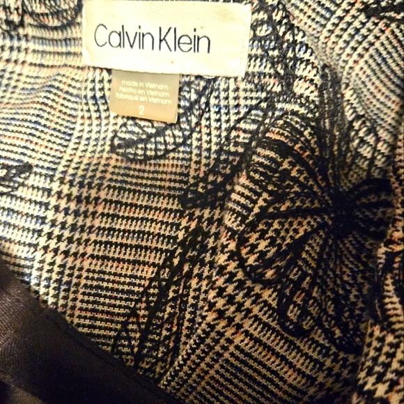 Calvin Klein Grey Casual Plaid Floral Embroidery Coat Dress Sz2 - Picture 11 of 12